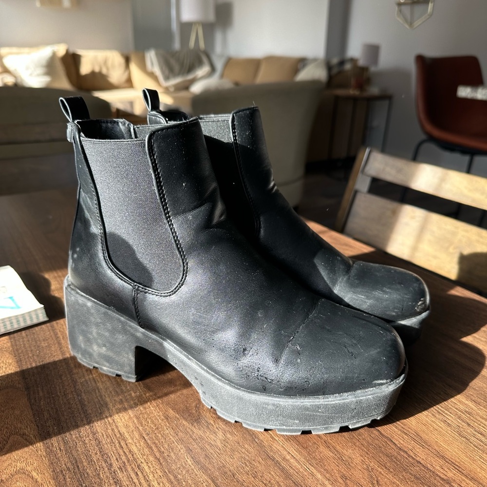 Black chunky ankle boots